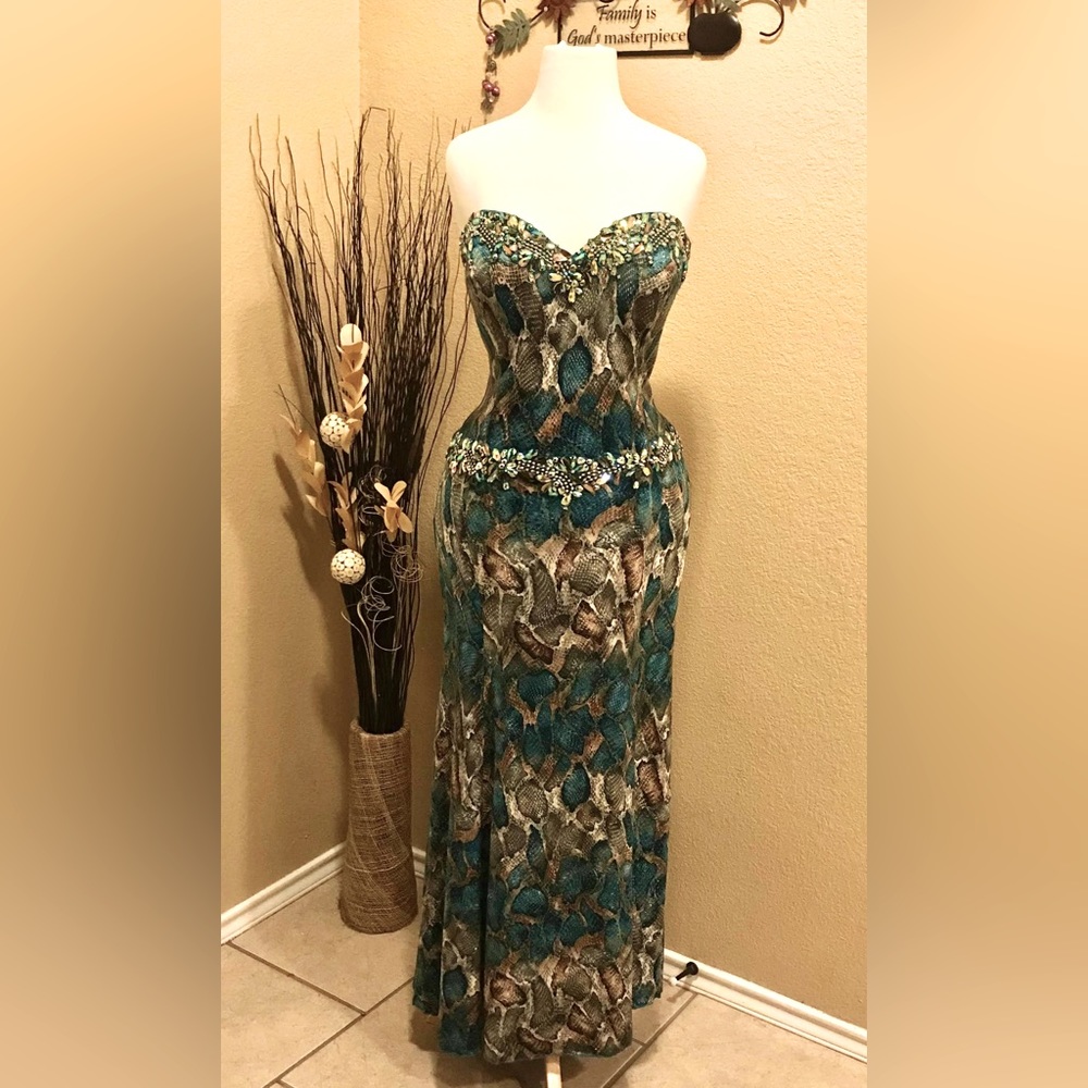 Terani couture Turquoise Green Prom Dress